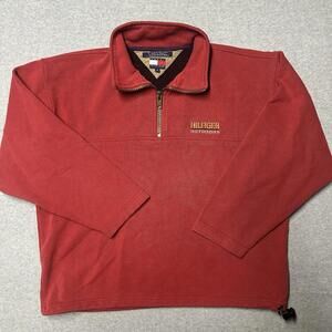 Vintage Tommy Hilfiger Anorak Jacket Men’s Medium Solid Red 1/4 Zip